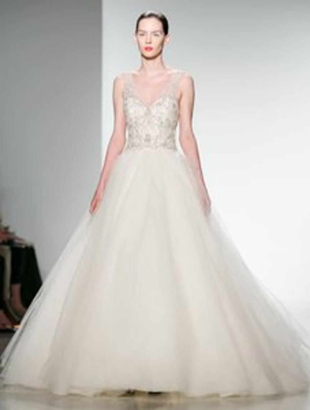 KENNETH POOL Giada K436 V Neck Sleeveless Ballgown Beaded Tulle Wedding Dress 10